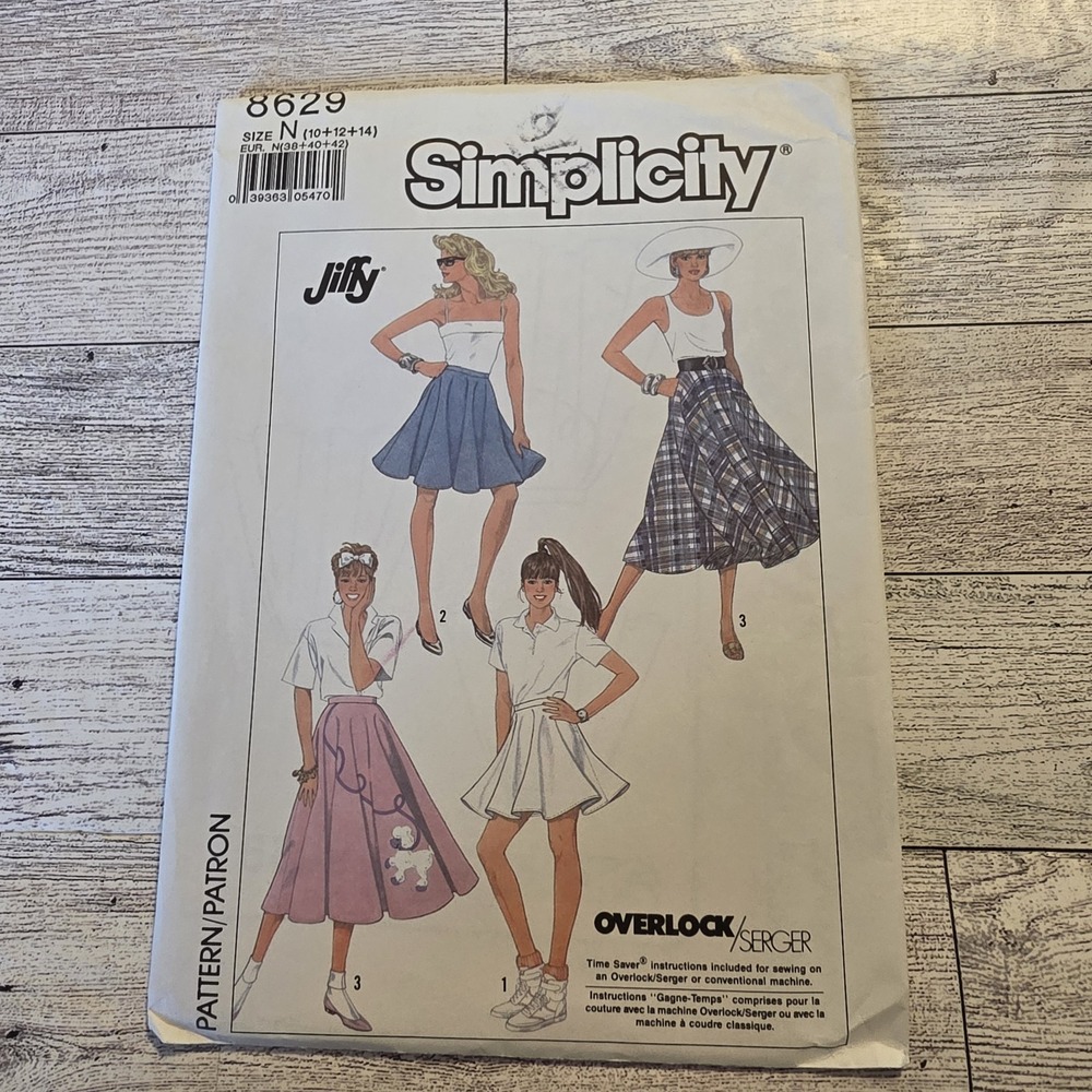 Simplicity 8629 Vintage Sewing Pattern Circle Skirt Poodle Applique Size 10-14